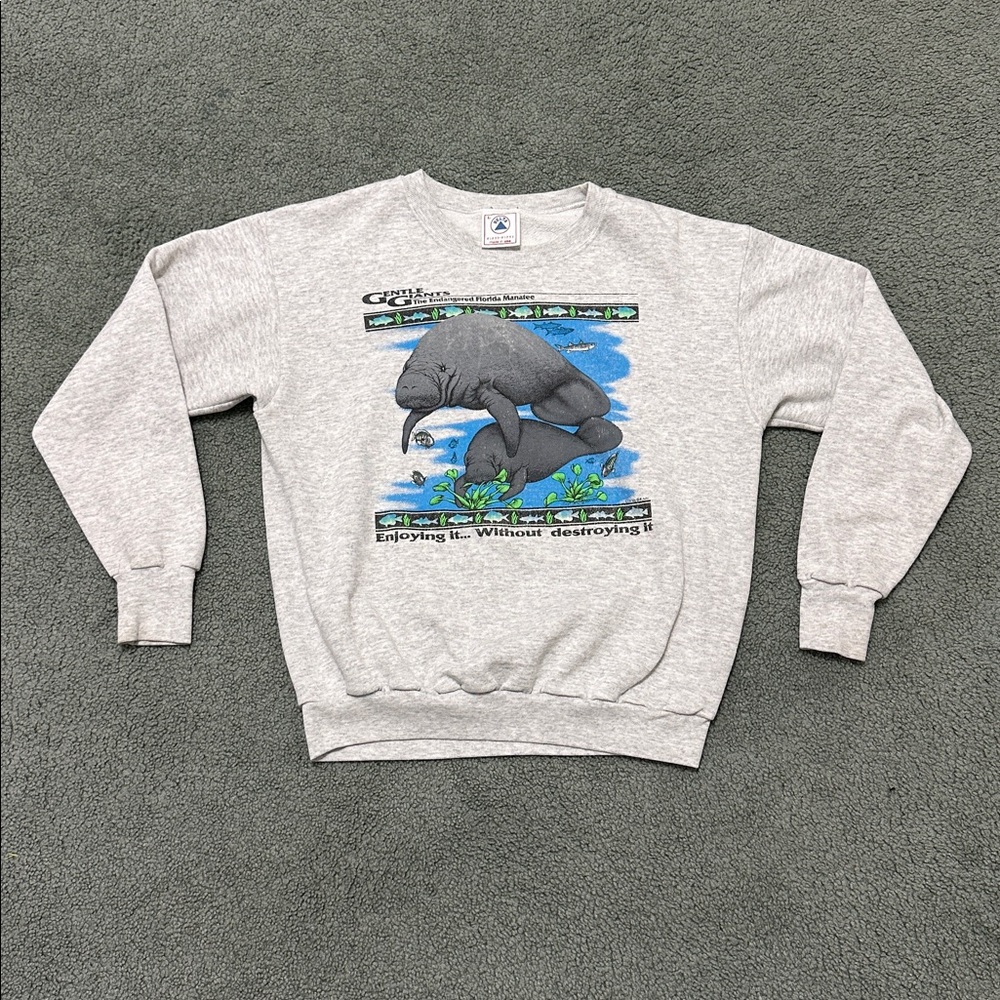 Vintage Manatees Gentle Giants Florida 90s Sweatshirt USA Made